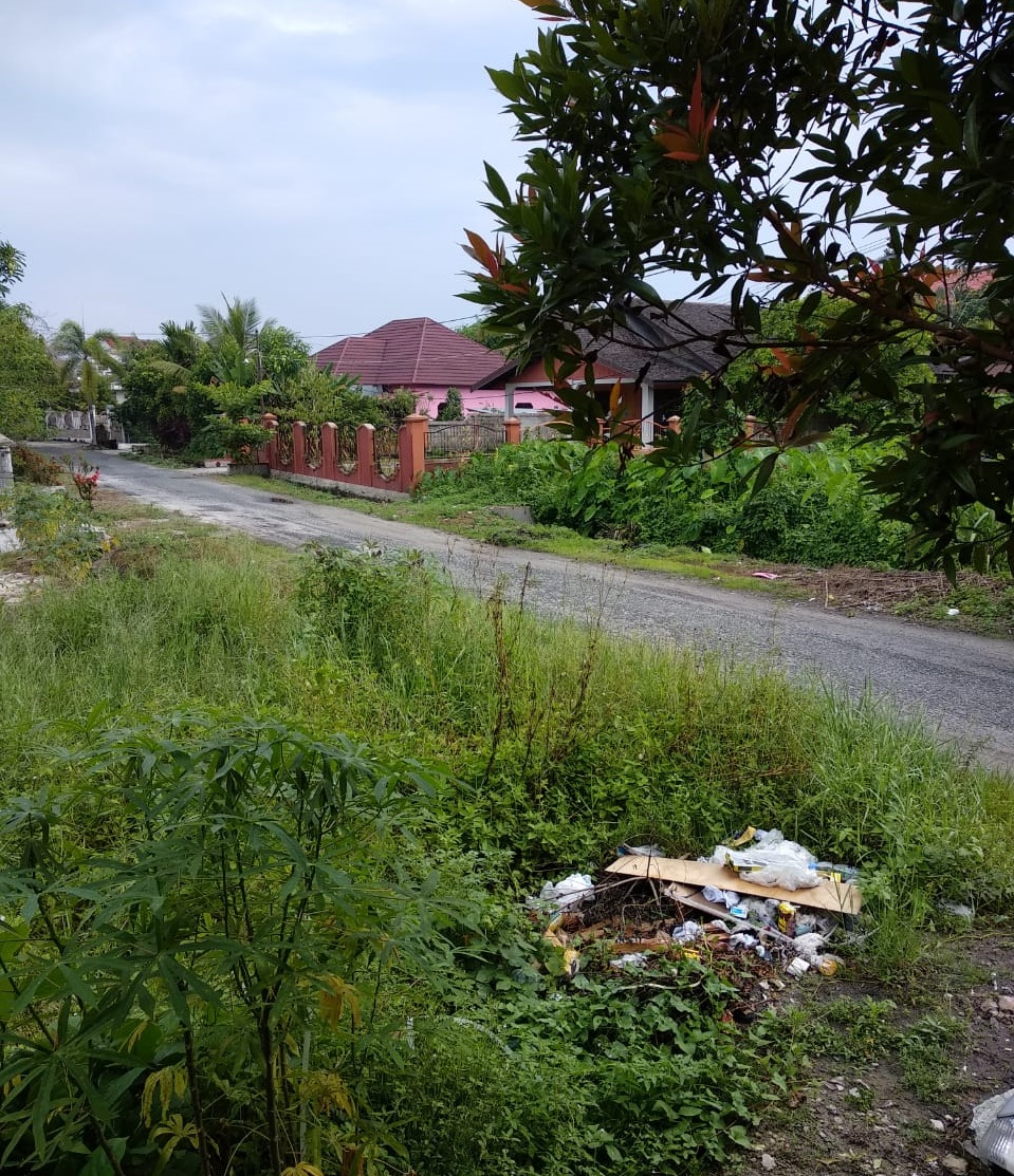 tumpukan sampah dipemukiman warga yang rentan untuk menimbulkan penyakit demam berdarah