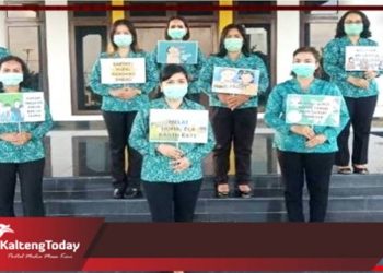 Cara Unik TP PKK Gunung Mas Turut Sosialisasikan Pencegahan Covid-19