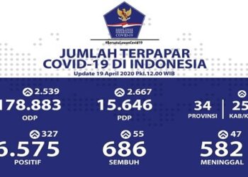 Updete Covid-19 Indonesia 19 April: Jumlah Pasien Sembuh Meningkat 686 Orang