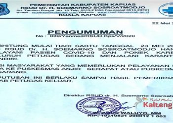 Dua Dokter Positif Covid-19, Layanan IGD RSUD Kapuas Terhambat