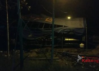 Diterpa Angin Kencang dan Hujan Lebat, Tenda Pos Libas Perbatasan Sebangau "Ambyar"
