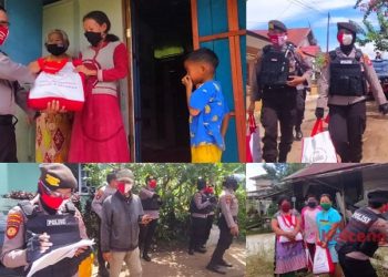 Polda Kalteng Kembali Salurkan 300 Paket Bantuan Presiden RI Untuk Warga Terdampak Covid-19