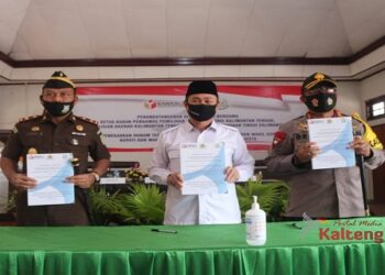 Polda Kalteng Lakukan MoU Dengan Kejati dan Bawaslu Untuk Kesiapan Pengamanan Pilkada Kalteng 2020