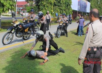 Jelang Kunjungan RI 1, Dit Samapta Polda Kalteng Lakukan Simulasi Pengamanan