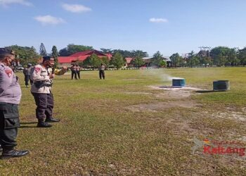Dansat Brimob Berikan Arahan Tim Pemadam Karhutla Polda Kalteng