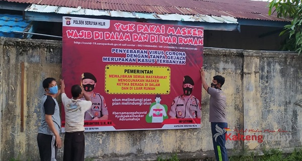 Polsek Seruyan Hilir Tingkatkan Edukasi Warga Gunakan Masker