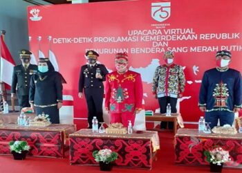 Bupati Seruyan Dan Wabup Ikuti Upacara Virtual Detik-detik Kemerdekaan RI Di Istana Negara