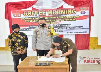 Polres Barsel Lakukan Penandatanganan MoU Penanganan Pemilu