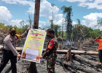 Lokasi Karhutla Desa Bahitom Murung Raya Dipasangi Garis Polisi