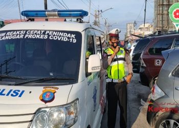 Gunakan Public Address, Polisi Ingatkan Protokol Kesehatan Covid-19