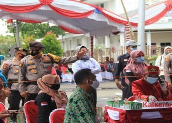 Polresta Palangka Raya Dampingi Simulasi Pilkada Kalteng Dengan Prokes