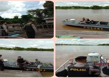 Antisipasi Kriminalitas di Sungai, Polsek Kota Besi Lakukan Patroli Air