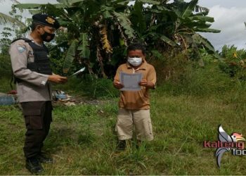 Bhabinkamtibmas Polsek Hanau Sebar Maklumat Larangan Karhutla