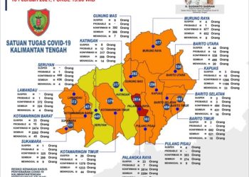 Di Kalteng Hanya Kota Palangka Raya Yang Masih Zona Merah Covid-19