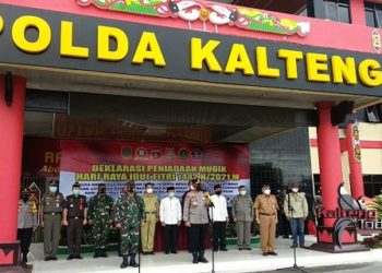 Polda Kalteng Bersama Forkopimda dan Perwakilan Masyarakat, Deklarasi Bersama Larangan Mudik Lebaran 2021