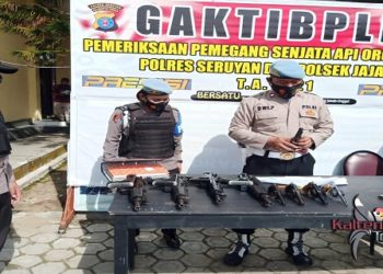 Senjata Api Personil Polres Seruyan Diperiksa
