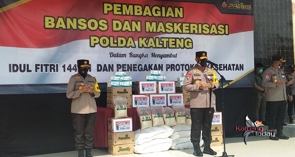 Sambut Lebaran, Polda Kalteng Bagikan 200 Paket Bansos Ke Panti Asuhan dan Maskerisasi