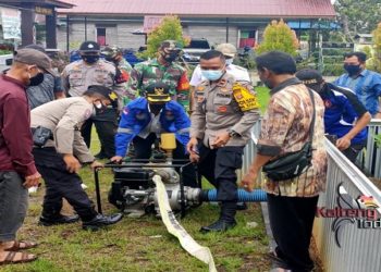 Kapolsek Kapuas Barat Pimpin Apel dan Gelar Latihan Gabungan Siaga Karhutla