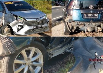 Saling Senggol di Jalan Mahir Mahar , 2 Mobil Ringsek dan 1 Gerobak Pentol Terjungkal