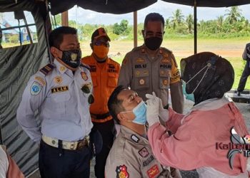 88 Petugas Pos Arus Mudik Lebaran di Perbatasan Kalteng-Kalsel Sudah Rapid Antigen