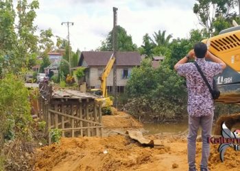 Jembatan Sei Kahat Kabupaten Gunung Mas Dalam Tahap Pembangunan