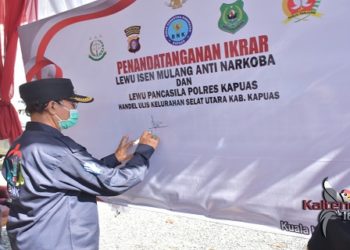 Wabup dan Forkopimda Kabupaten Kapuas Canangkan Kampung Lewu Isen Mulang Anti Narkoba dan Lewu Pancasila