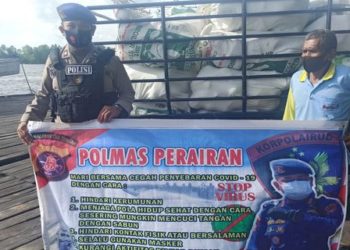 Satpolairud Ingatkan Warga Pesisir Kabupaten Seruyan Untuk Taati Protokol Kesehatan.