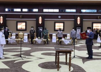 Pudjirustaty Narang Dilantik Jadi Bupati Pulang Pisau Sisa Masa Jabatan 2018-2023.
