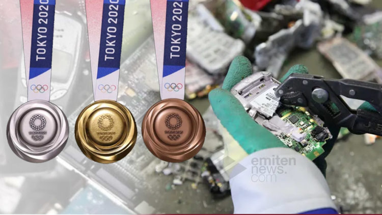 Medali olimpiade Tokyo 2020 dibuat dari bahan daur ulang elektronik bekas. Doc. emitennews.com