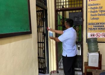 Cegah Covid-19. Rutan Polres Seruyan Disemprot Disinfektan