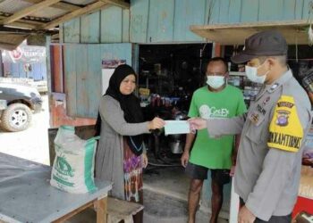 Aparat Polsek Seruyan Hulu Lakukan Operasi Prokes di Desa Tumbang Manjul