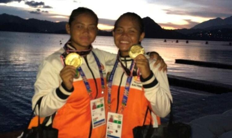 Atlet dayung putri asal Kabupaten Murung Raya yang berhasil meraih medali emas mewakili Kalteng pada PON XX di Papua