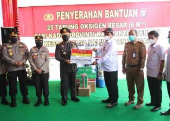 Polda Kalteng Terima Bantuan 25 Tabung Oksigen dari Kadin