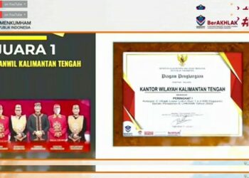 Kanwil Kumham Kalteng Raih Penghargaan Terbaik I Pelaporan E-LHKASN Tahun 2020