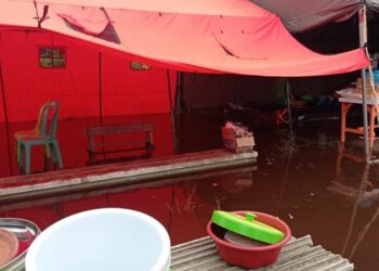 Posko BPBD Milik Pemkot Palangka Raya Di Jalan Arut Kebanjiran