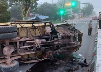 Sopir Truk Penabrak Batas Jalan Tjilik Riwut Km.7 Diduga Mabuk Miras