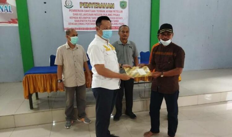 Kejari Pulang Pisau Bersama Dinas Pertanian Menyerahkan Bantuan Ayam Petelur