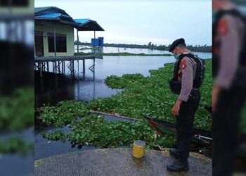Satsamapta Polresta Palangka Raya Pantau Debit Air Sungai Kahayan