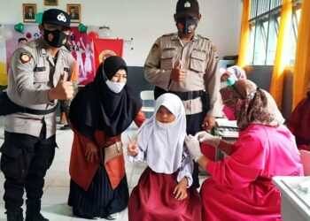 Polsek Seruyan Hilir Monitoring Vaksinasi Anak 6-11 Tahun di PT. STP