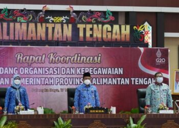 H. Nuryakin saat membuka secara resmi Rapat Koordinasi Bidang Organisasi dan Kepegawaian se-Kalteng Tahun 2022