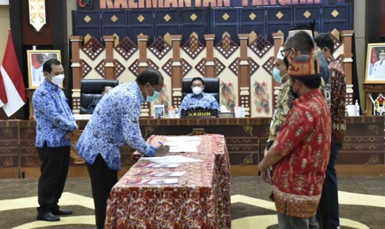 Wagub Kalteng Hadiri Kick Off Penandatanganan Kontrak Barang dan Jasa Secara Serentak di Prov. Kalteng Tahun 2022