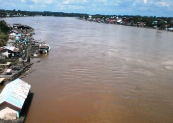 Wilayah Tumbang Samba, Kecamatan Katingan Tengah yang direndam banjir, Kamis
