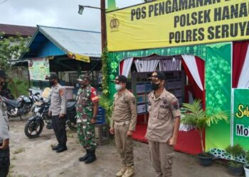 Antisipasi Lonjakan arus Balik, Petugas Gabungan Polsek Hanau bersiag
