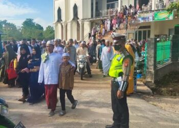 Polres katingan ketika melaksanakan Pengamanan Idul Adha 1443 Hijriah, Minggu (10/7/2022).
