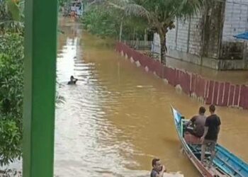 DEBIT: Kondisi banjir yang terjadi di Katingan, Minggu (7/8/2022).