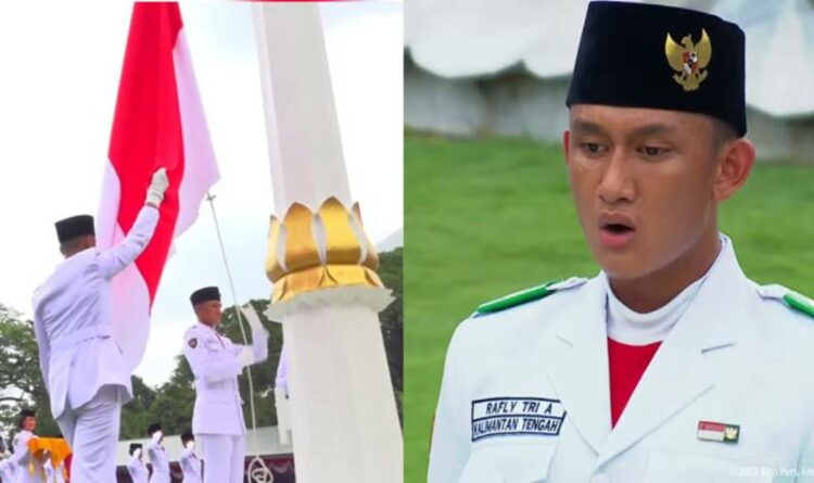 Rafly Tri Aditama merupakan pelajar yang terpilih mewakili Kalimantan Tengah menjadi anggota Paskibraka Nasional. Dia pun dipercaya sebagai Komandan Pasukan 8 sekaligus pengibar bendera saat upacara peringatan HUT Ke-77 Kemerdekaan RI di Istana Negara, Rabu (17/8/2022)