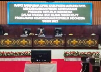 Rapat paripurna DPRD Mura, dengan agenda mendengarkan pidato kenegaraan Presiden RI Joko Widodo, dalam rangka HUT ke-77 RI tahun 2022,