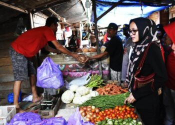 Blusukan di Pasar Beringin Buntok, Ivo Sugianto Sabran Borong Bahan Pokok