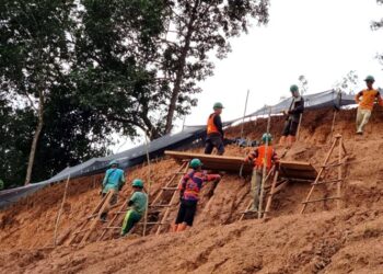 Antisipasi Longsor, PLN Lakukan Pembuatan Trap Tebing dan Penanaman Rumput Vetiver di PLTA PM Noor