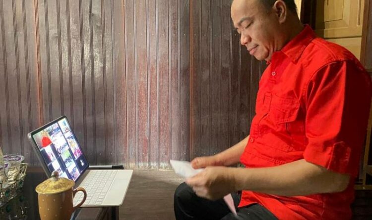 Bupati Seruyan, Yulhaidir mengikuti Aksi Bergizi Nasional Tingkat Kabupaten Seruyan, secara virtual, Rabu (26/10/2022)